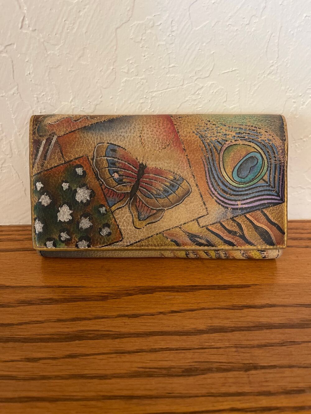 Anuschka hand-painted leather trifold wallet